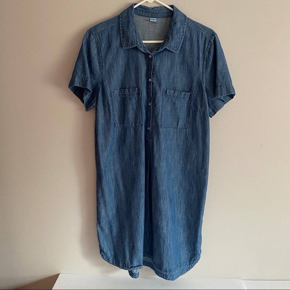 Old Navy Chambray Shirt Dress 1/4 Button Up, large